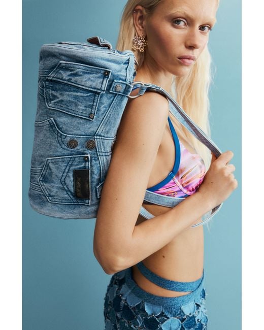 Desigual Blue Denim Bag Pockets, Cotton