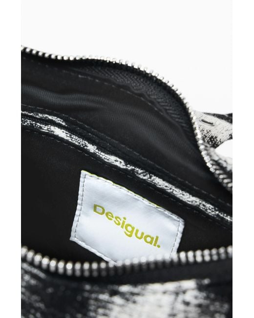 Desigual Blue Printed Medium Bag With Buckles