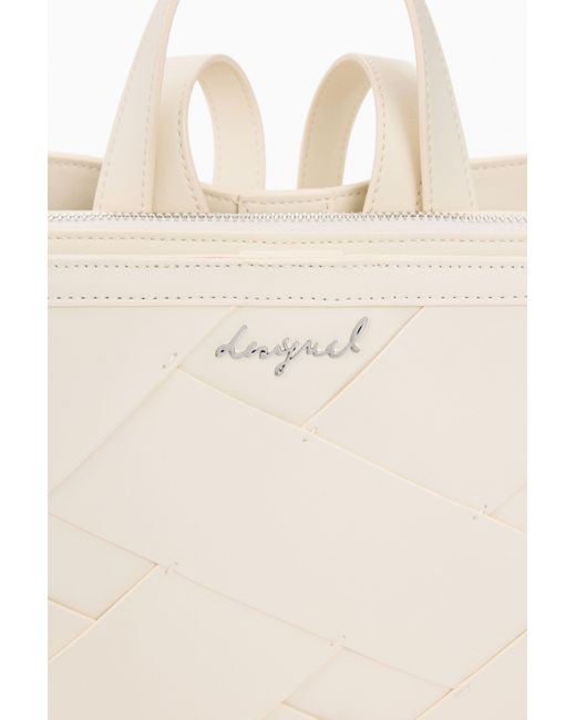 Desigual White Large Voyager Multiposition Backpack, Polyurethane