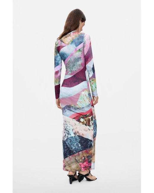 Desigual Red Long-Sleeved Knit Dress, Polyester