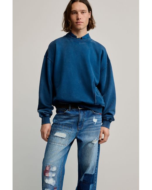 Desigual Blue Patched Jeans, Cotton for men