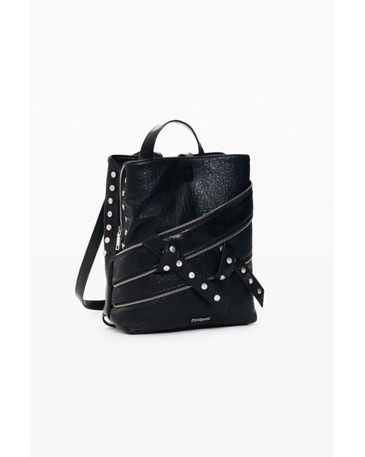 Desigual Black Mini Small Backpack, Polyurethane