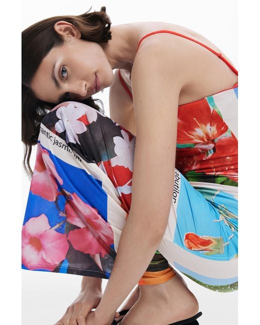 Desigual White Tyler Mcgillivary Postcard Maxi Dress, Polyester