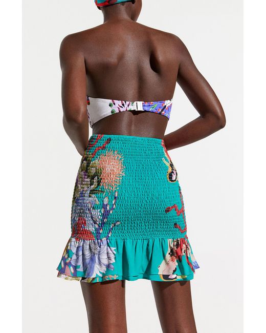 Desigual Blue Sustainable Coral Miniskirt, Viscose