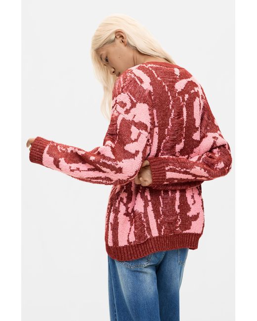 Desigual Red Chunky Knit Cardigan