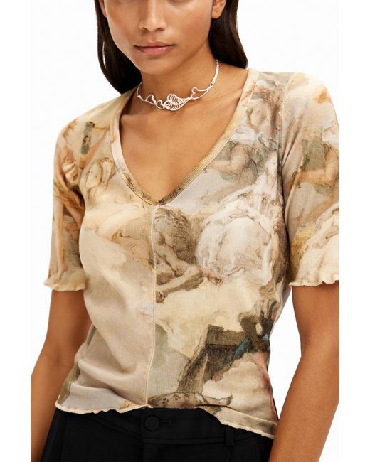 Desigual Natural Renaissance Short-Sleeve T-Shirt, Cotton