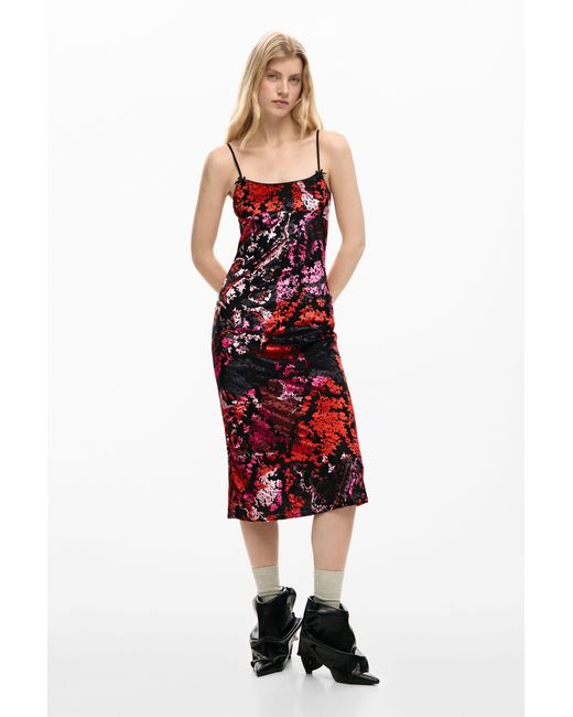 Desigual Red 2-In-1 Dress Designed By Mr. Christian Lacroix