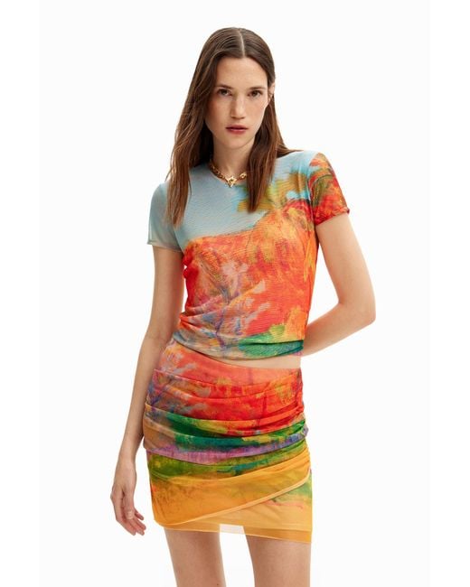 Desigual Red Arty Knot T-Shirt, Polyester