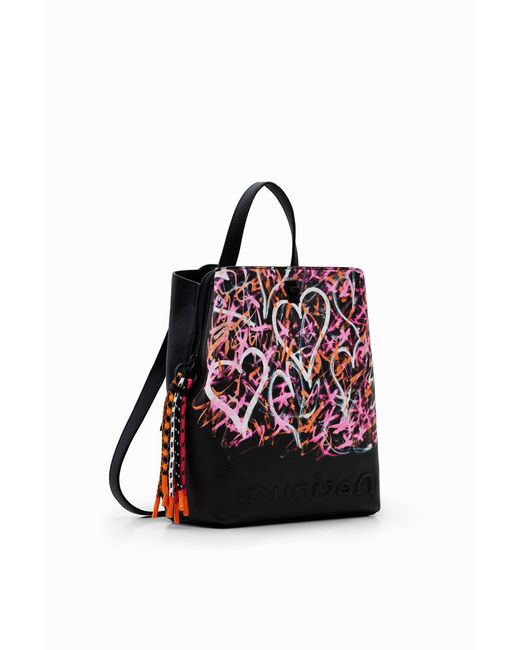 Desigual Red Small Heart Backpack, Polyurethane