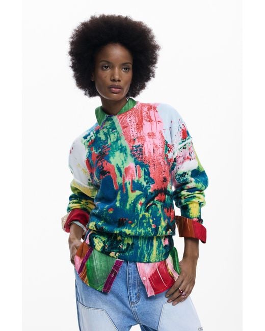 Desigual Red Arty Printed Sweater
