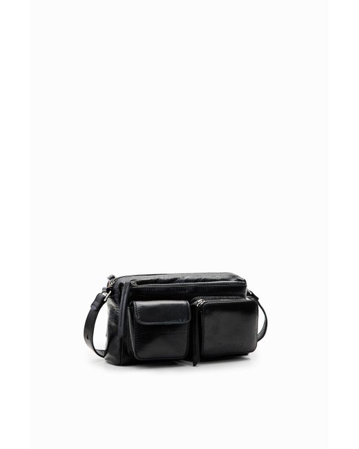 Desigual Black Small Pockets Leather Crossbody Bag
