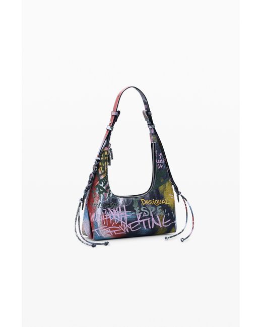 Desigual Blue Printed Arty Bag, Polyurethane