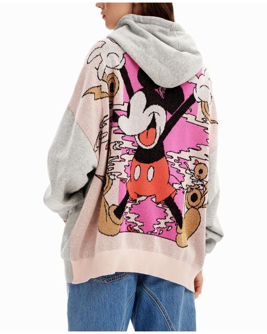 Desigual Black Oversized Jacquard Mickey Mouse Sweatshirt