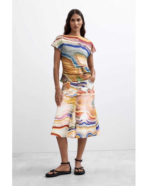 Desigual Multicolor Printed T-Shirt, Polyester