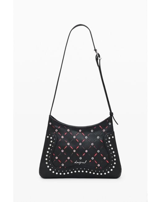 Desigual Black Small Perforated Faux Leather Bag