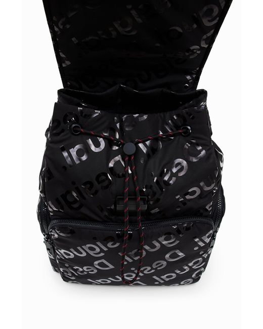 Desigual Black Large Logo Backpack, Polyester