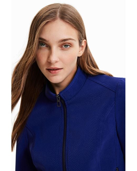 Desigual Blue Suede-Effect Jacket, Polyurethane