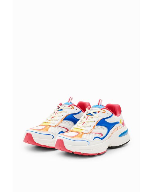 Desigual Blue Patchwork Running Sneakers