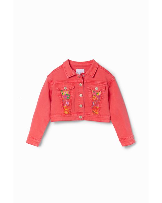 Desigual Red Patch Denim Trucker Jacket