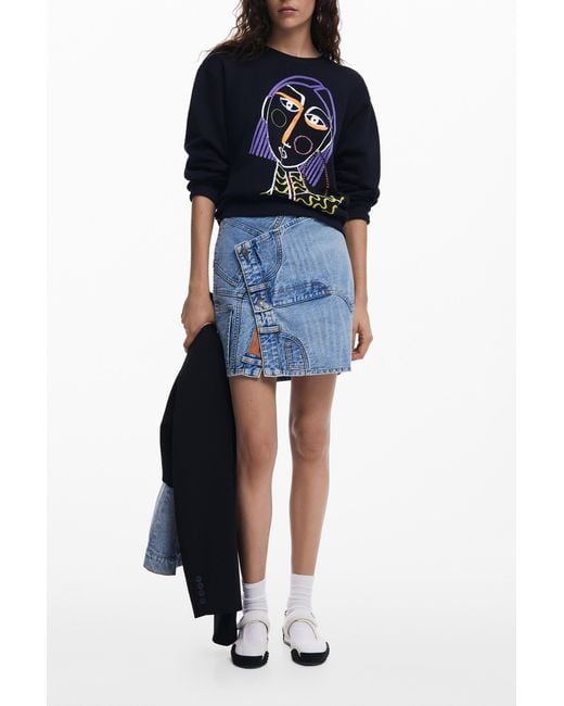 Desigual Blue Printed Sweatshirt, Cotton