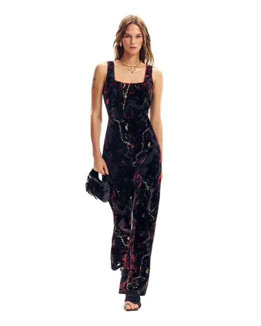Desigual Blue Devoré Jumpsuit