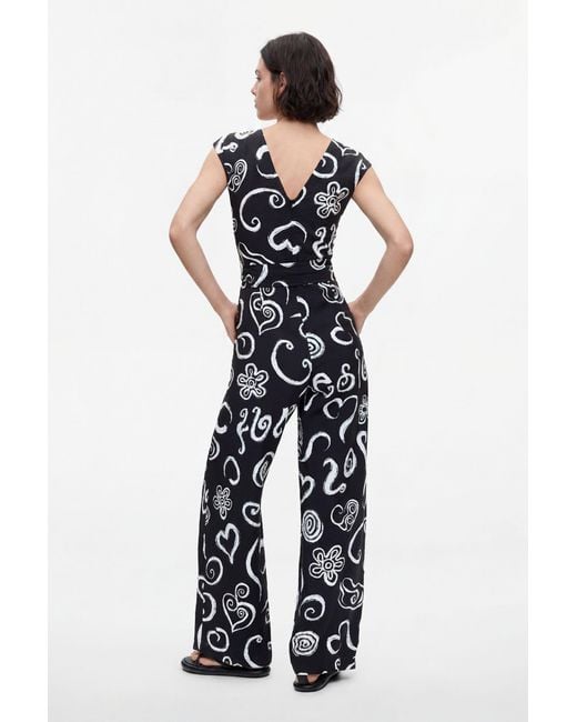 Desigual White Printed Letter Jumpsuit