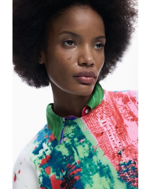 Desigual Red Arty Printed Sweater
