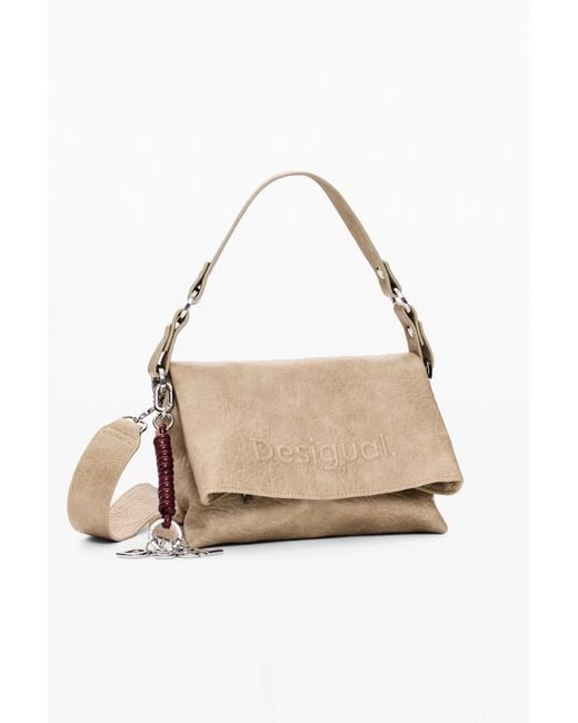 Desigual White Medium Faux Leather Bag, Polyurethane
