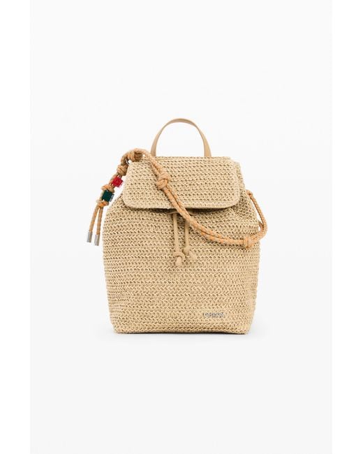 Desigual Natural Small Raffia Backpack Charms, Paper