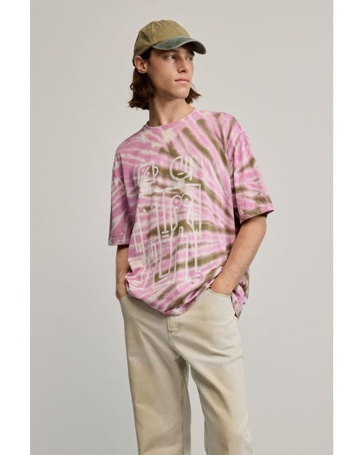 Desigual Pink Tie-Dye T-Shirt, Cotton for men