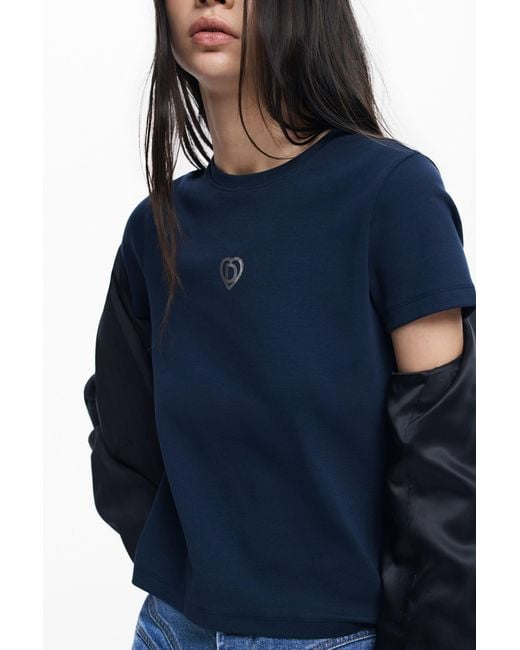 Desigual Blue Basic Logo T-Shirt, Cotton