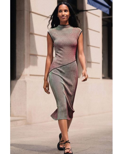 Desigual Green Two-Tone Knit Strappy Dress