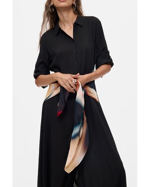 Desigual Blue Midi Shirt Dress, Viscose