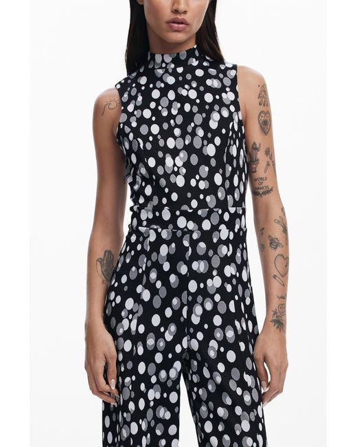 Desigual Blue Polka Dot Jumpsuit, Polyester