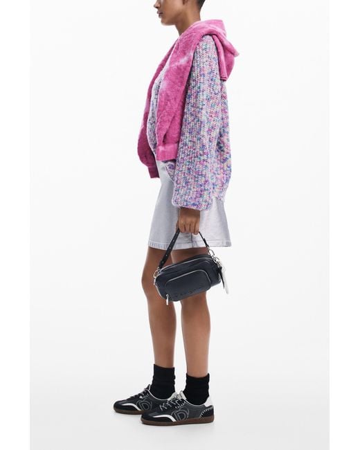 Desigual Pink Metallic Miniskirt, Cotton