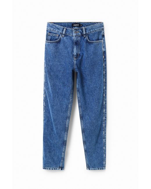 Desigual Blue Rhinestone Mom Jeans, Cotton