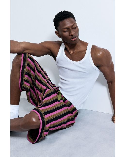 Desigual Red Striped Knit Bermuda for men