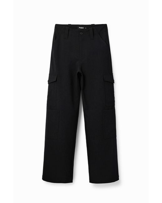 Desigual Black Flowy Cargo Trousers