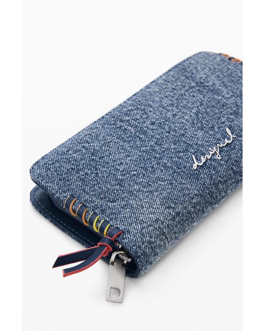 Desigual Blue Medium Denim Heart Wallet, Cotton