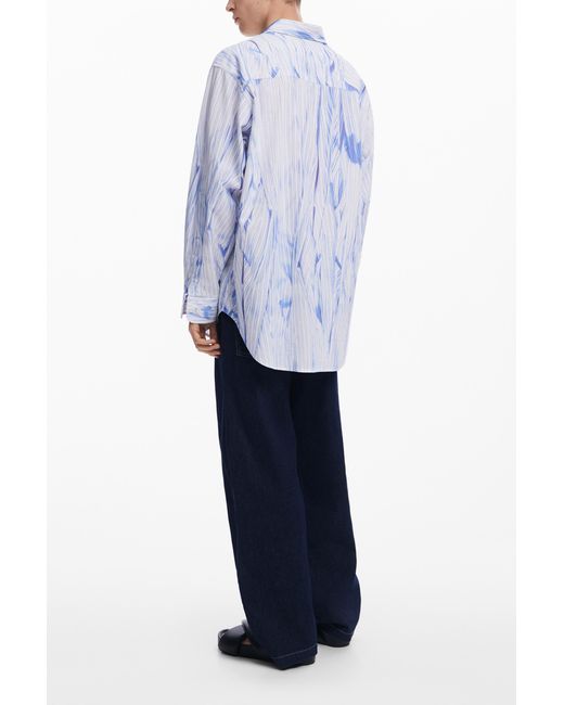 Desigual Blue Strokes Shirt, Cotton for men