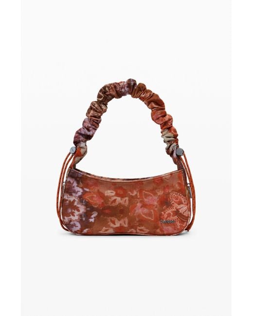 Desigual Orange Medium Floral Texture Crossbody Bag