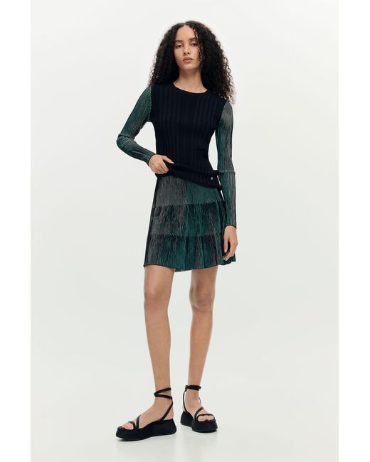 Desigual Blue Short Pleated Skirt