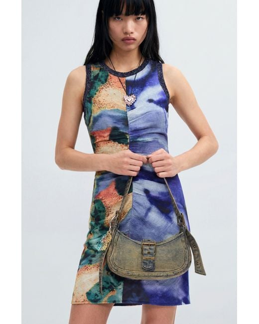 Desigual Blue Short Printed Strappy Dress