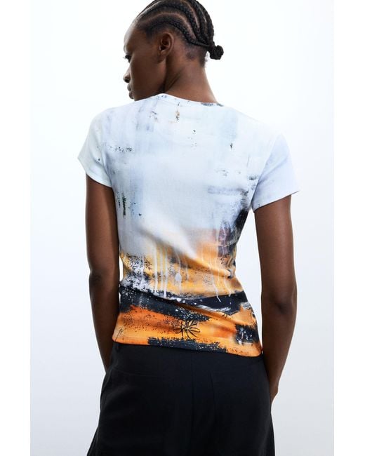 Desigual Black Printed T-Shirt 100% Cotton, Cotton