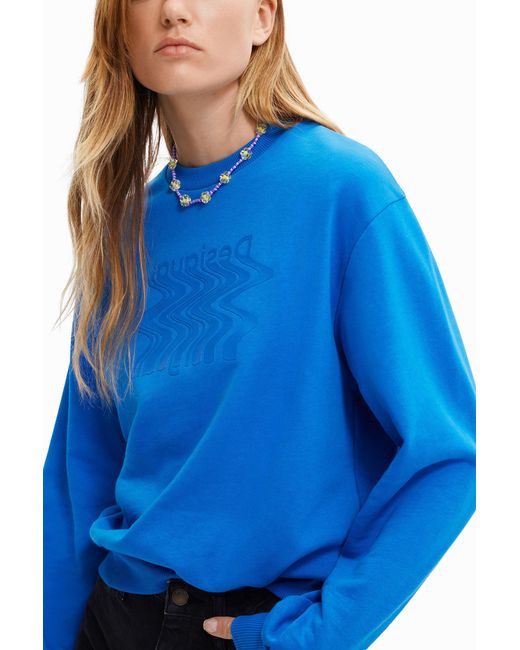 Desigual Blue Logo Sweatshirt, Cotton