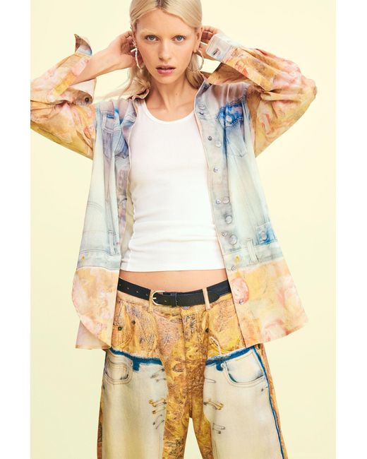 Desigual Metallic Hybrid Printed Trousers, Lyocell