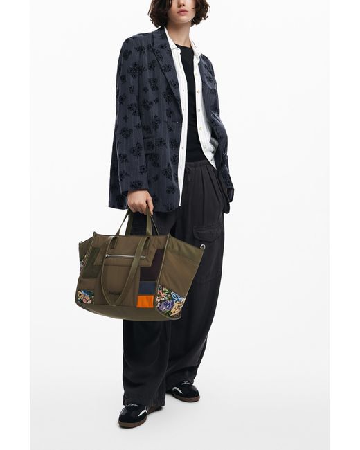 Borsa Shopper Patch, Verde di Desigual in Green