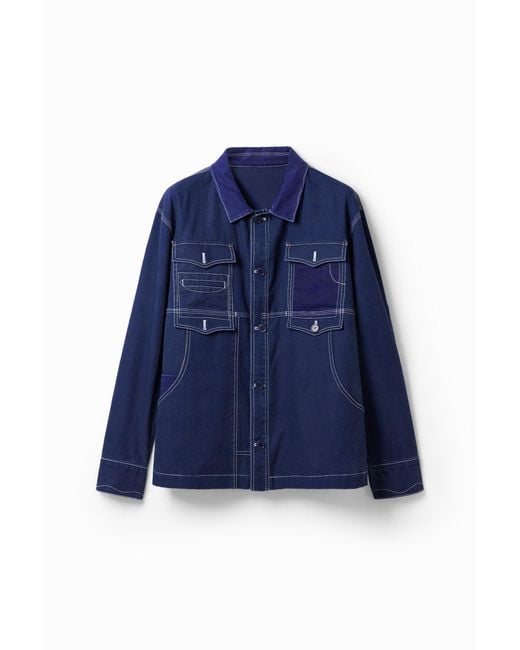 Desigual Blue Twill Worker Jacket, Cotton for men