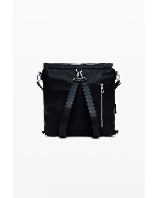 Desigual Black 2-In-1 Perforated Mini Backpack, Polyurethane