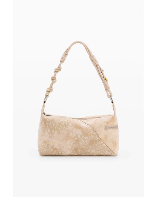 Desigual White Medium Embroidered Bag, Polyurethane